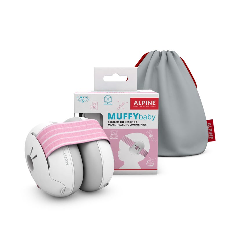 ALPINE HEARING PROTECTION Alpine Muffy Baby Ear Protection for Babies and Toddlers up to 36 Months - CE & ANSI Certified - Noise Reduction Earmuffs - Comfortable Baby Headphones Against Hearing Damage & Improves Sleep - Pink - Image 1